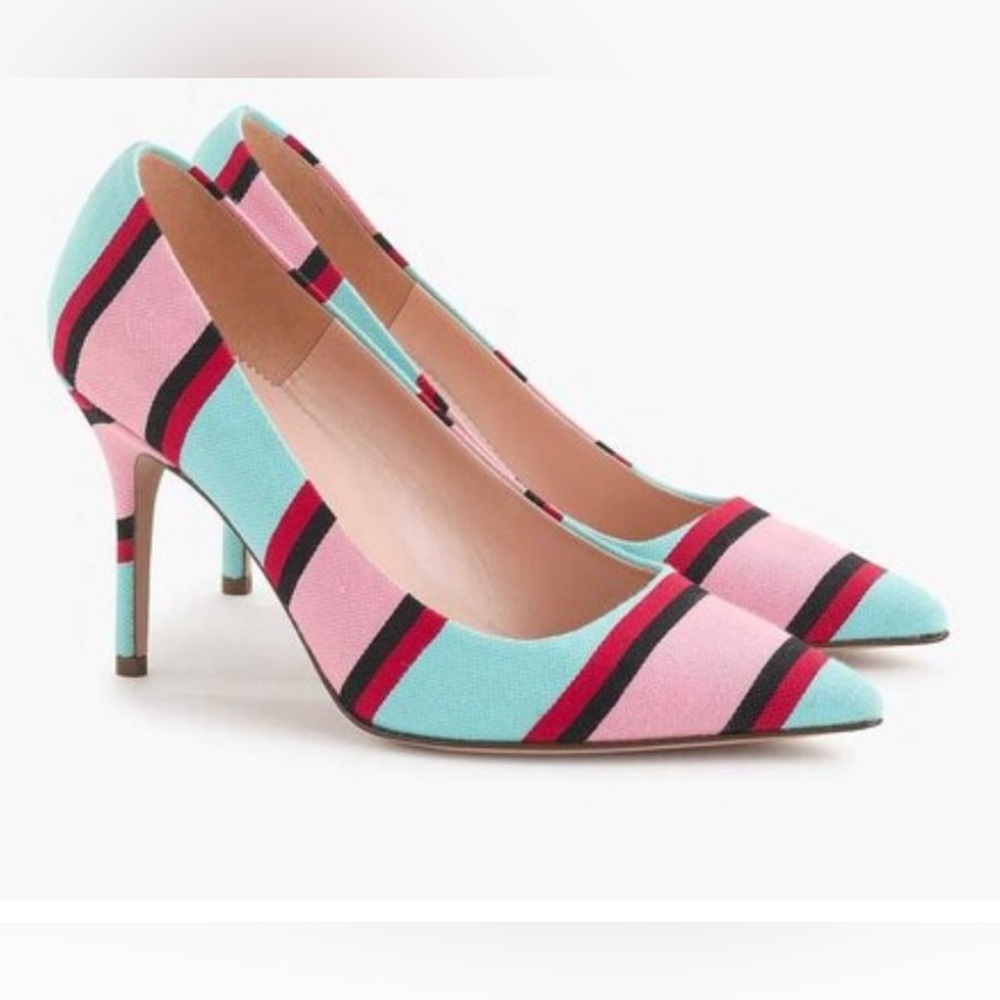 JCrew Elise Stripe Heel 7.5